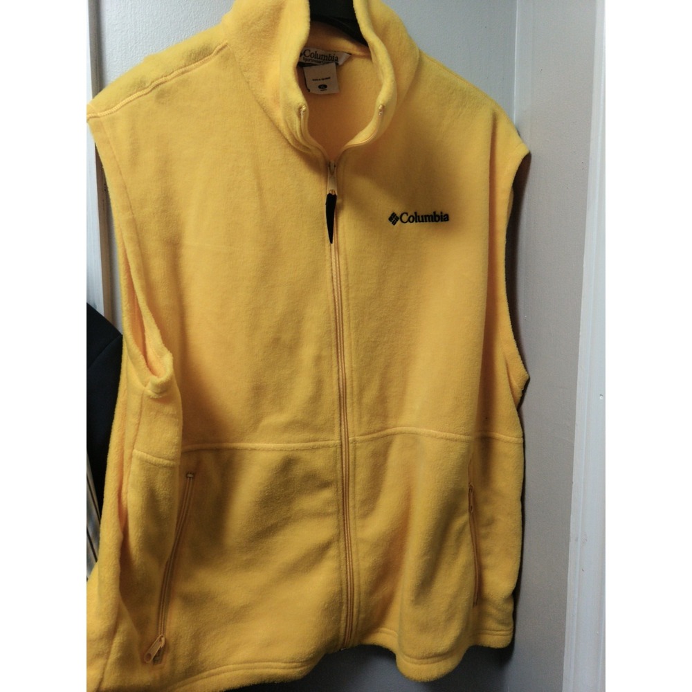 Columbia Men's XL WM1480 Vest 209 Yellow Polyester Full Zip Cathederal Fleece
